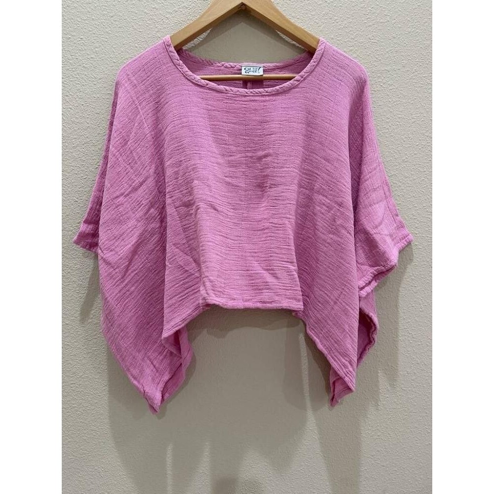Oh My Gauze Vanna Asymmetrical Top Pink Cotton Gauze Boho